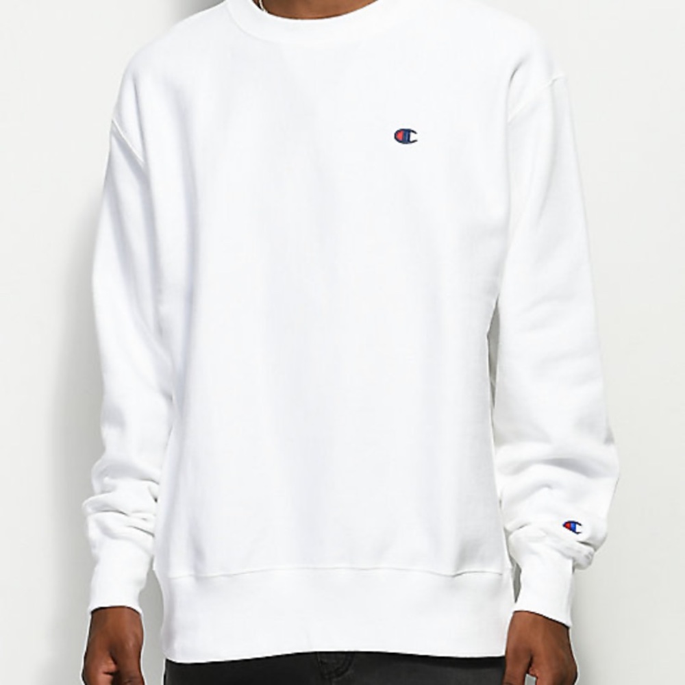 white champion reverse weave crewneck sweatshirt